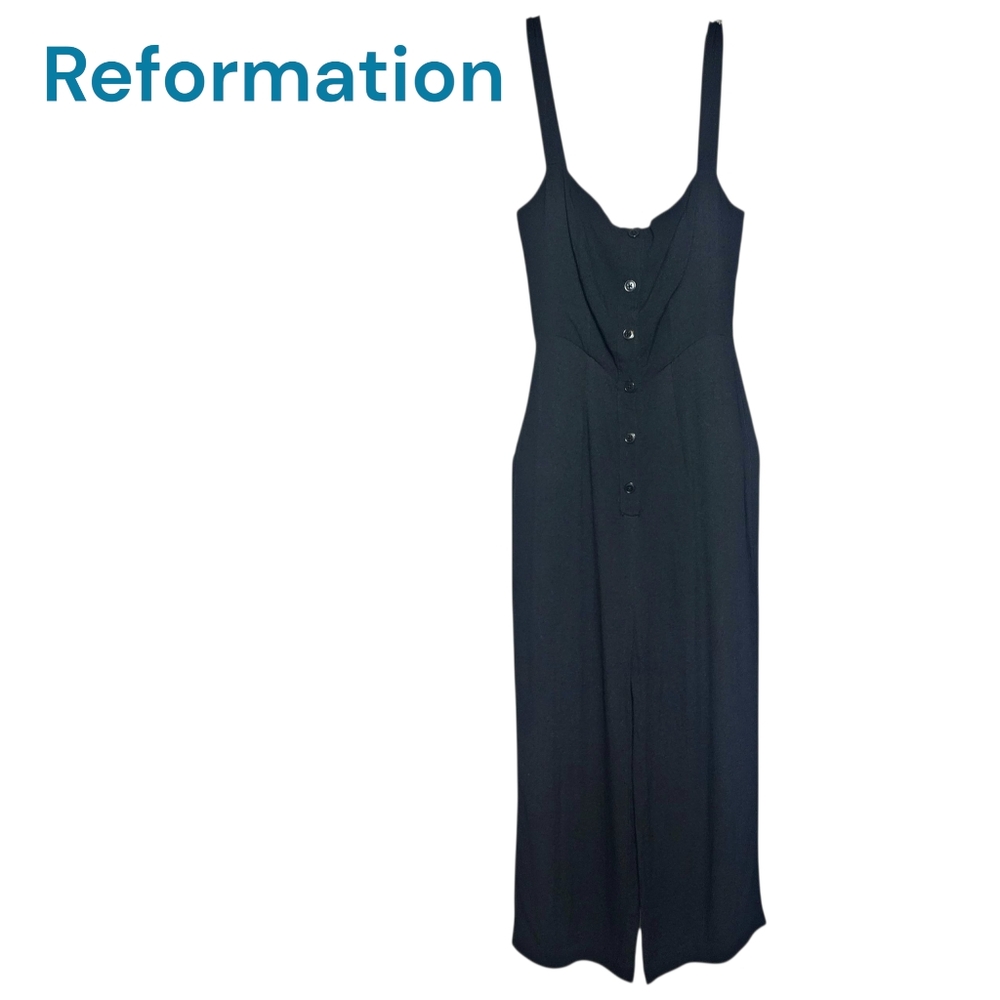 Reformation Black Button-Down Dress